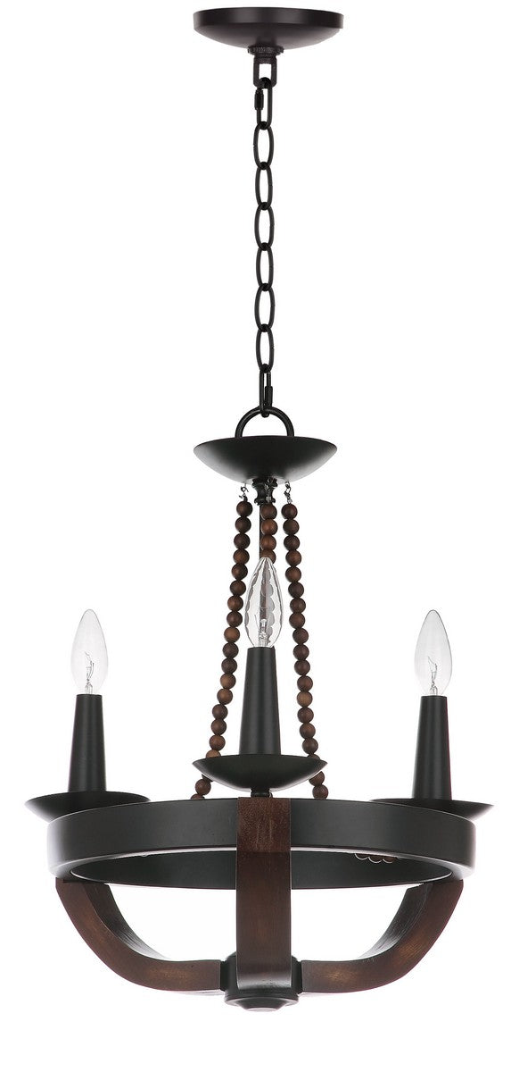 Safavieh Lucero Chandelier Adjustable 17.5" Black Metal Rubberwood LIT4392A 889048116238