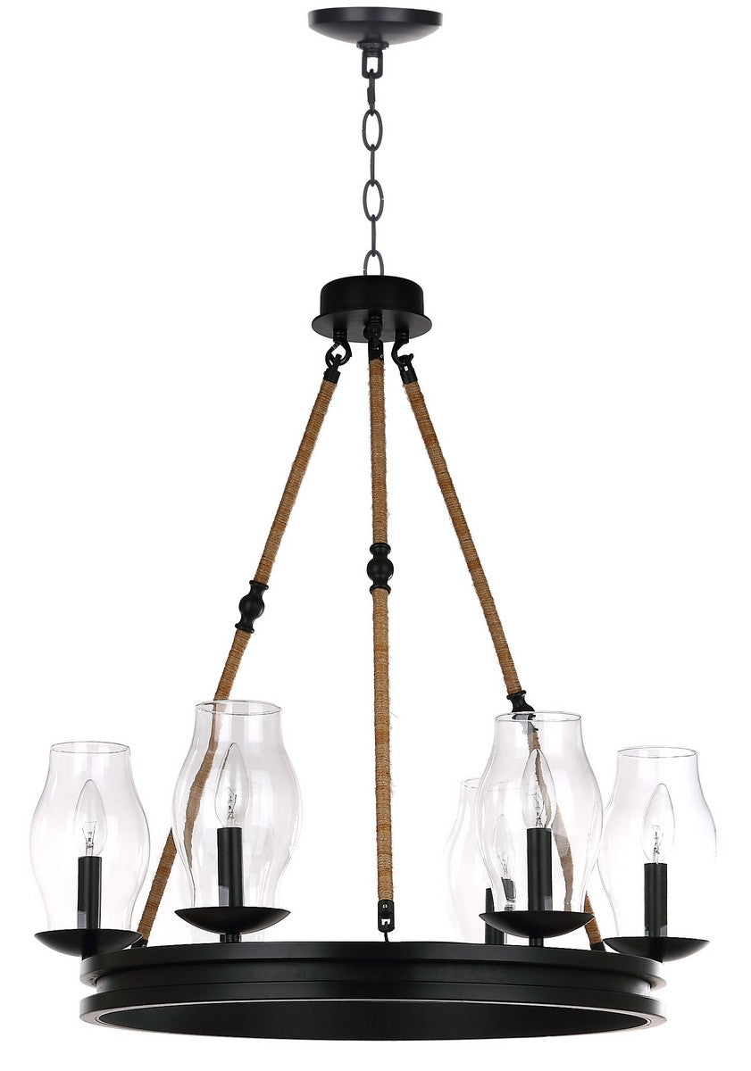 Safavieh Fritz Chandelier Adjustable 25" Black Brown Clear Glass Metal LIT4393A 889048116245