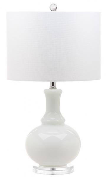 Safavieh - Set of 2 - Franny Table Lamp 25.75" White Chrome Clear Silver Cotton Glass LIT4394A-SET2 889048118058