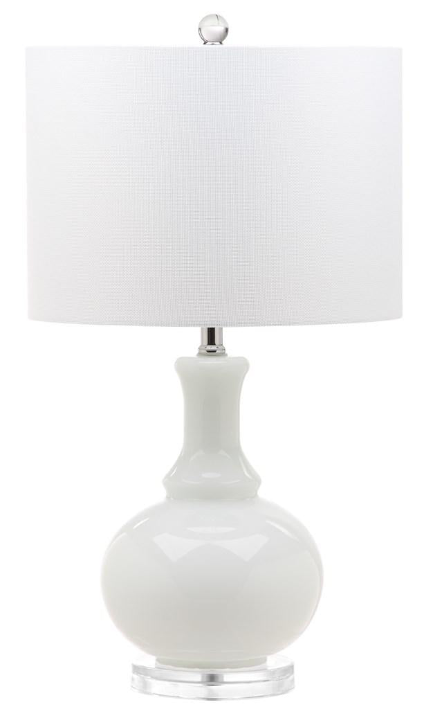 Safavieh - Set of 2 - Franny Table Lamp 25.75" White Chrome Clear Silver Cotton Glass LIT4394A-SET2 889048118058
