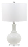 Safavieh - Set of 2 - Franny Table Lamp 25.75" White Chrome Clear Silver Cotton Glass LIT4394A-SET2 889048118058