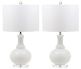 Safavieh - Set of 2 - Franny Table Lamp 25.75" White Chrome Clear Silver Cotton Glass LIT4394A-SET2 889048118058