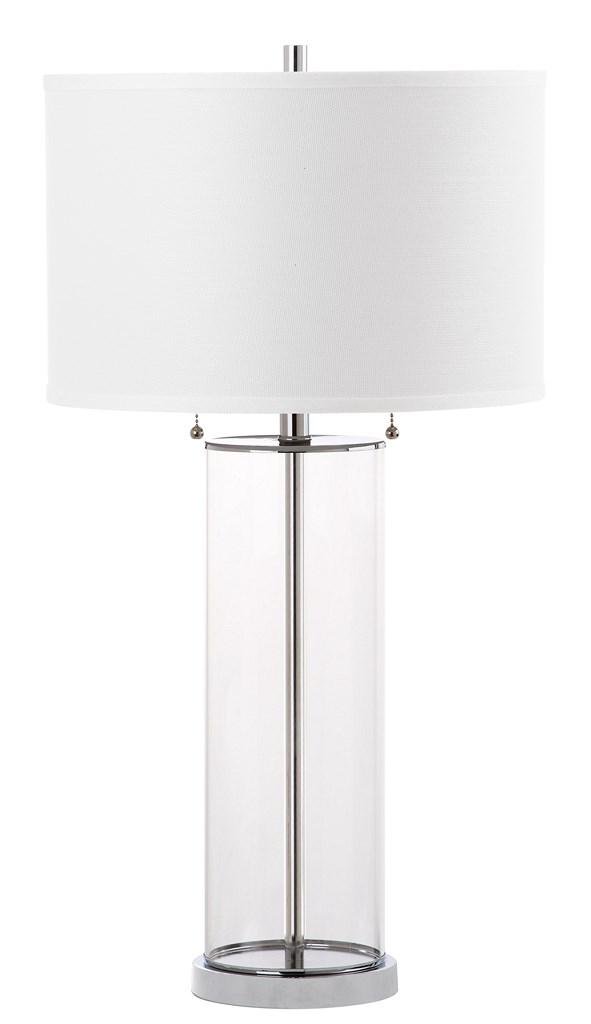 Safavieh - Set of 2 - Velma Table Lamp 31" Clear Off White Chrome Silver Cotton Glass LIT4395A-SET2 889048118065