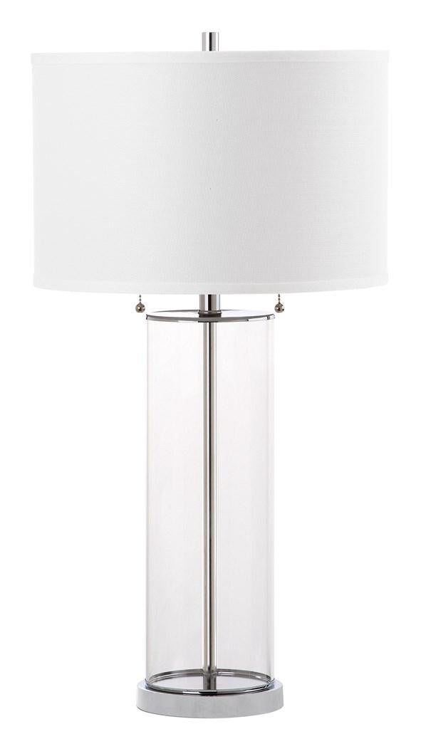 Safavieh - Set of 2 - Velma Table Lamp 31" Clear Off White Chrome Silver Cotton Glass LIT4395A-SET2 889048118065