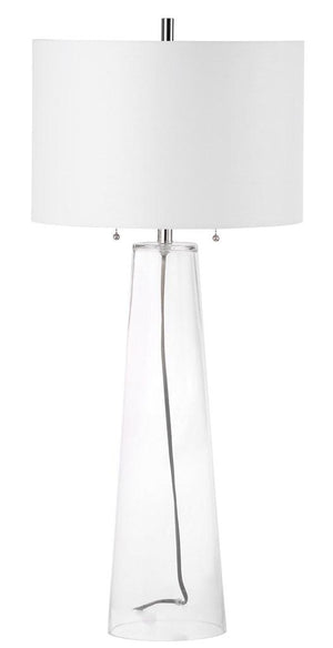 Safavieh - Set of 2 - Myrtle Table Lamp 38.125" Clear Off White Chrome Silver Cotton Glass LIT4396A-SET2 889048118072