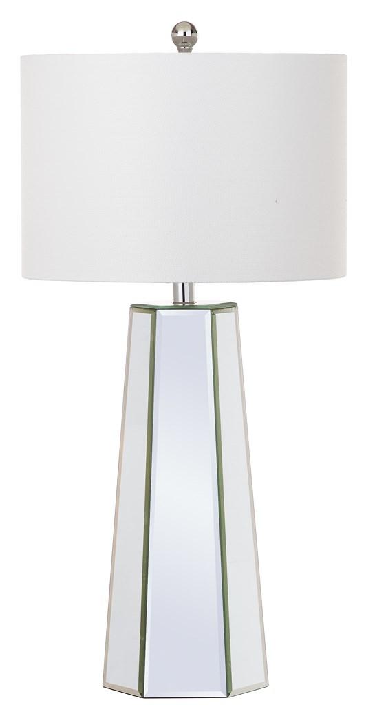 Safavieh - Set of 2 - Janice Table Lamp 31.5" Clear Off White Chrome Silver Cotton Mirror LIT4397A-SET2 889048118089