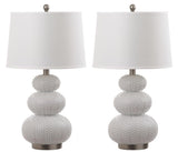 Safavieh - Set of 2 - Rita Table Lamp 28.5" White Antique Silver Cotton Resin LIT4399A-SET2 889048118102