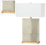 Safavieh - Set of 2 - Joyce Table Lamp Faux Alligator 27.75" Cream Off White Gold Cotton PU Iron LIT4402C-SET2 889048118409