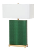 Safavieh - Set of 2 - Joyce Table Lamp Faux Snakeskin 27.75" Dark Green Off White Gold Cotton PU Iron LIT4402F-SET2 889048118430