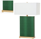 Safavieh - Set of 2 - Joyce Table Lamp Faux Snakeskin 27.75" Dark Green Off White Gold Cotton PU Iron LIT4402F-SET2 889048118430