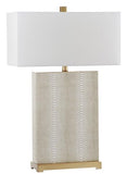 Safavieh - Set of 2 - Joyce Table Lamp Faux Snakeskin 27.75" Cream Off White Gold Cotton PU Iron LIT4402G-SET2 889048118447