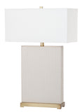 Safavieh - Set of 2 - Joyce Table Lamp Faux Woven Leather 27.75" Cream Off White Gold Cotton PU Iron LIT4402L-SET2 889048118485