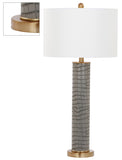 Safavieh - Set of 2 - Ollie Table Lamp Faux Alligator 31.5" Grey Off White Gold Cotton PU Metal LIT4404A-SET2 889048118621