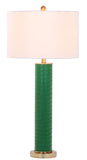 Safavieh - Set of 2 - Ollie Table Lamp Faux Alligator 31.5" Dark Green Off White Gold Cotton PU Metal LIT4404B-SET2 889048118638