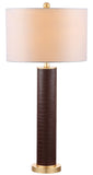 Safavieh - Set of 2 - Ollie Table Lamp Faux Alligator 31.5" Brown Off White Gold Cotton PU Metal LIT4404D-SET2 889048118652