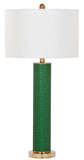 Safavieh - Set of 2 - Ollie Table Lamp Faux Snakeskin 31.5" Dark Green Off White Gold Cotton PU Metal LIT4404F-SET2 889048118676