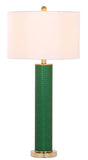 Safavieh - Set of 2 - Ollie Table Lamp Faux Snakeskin 31.5" Dark Green Off White Gold Cotton PU Metal LIT4404F-SET2 889048118676