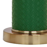 Safavieh - Set of 2 - Ollie Table Lamp Faux Woven Leather 31.5" Dark Green Off White Gold Cotton PU Metal LIT4404K-SET2 889048118713