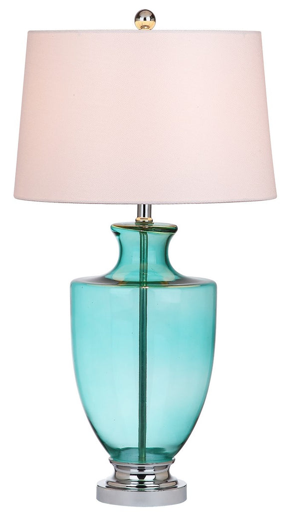 Safavieh - Set of 2 - Desiree Table Lamp Glass 30" Green Off White Chrome Silver Cotton LIT4407A-SET2 889048118867