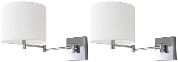 Safavieh - Set of 2 - Lillian Wall Sconce 12" Chrome Off White Cotton Iron LIT4408A-SET2 889048118874