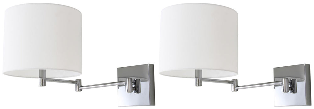 Safavieh - Set of 2 - Lillian Wall Sconce 12" Chrome Off White Cotton Iron LIT4408A-SET2 889048118874