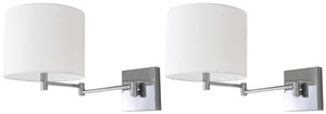 Safavieh - Set of 2 - Lillian Wall Sconce 12" Chrome Off White Cotton Iron LIT4408A-SET2 889048118874
