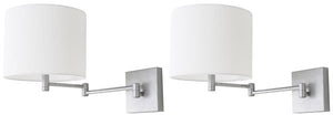 Safavieh - Set of 2 - Lillian Wall Sconce 12" Silver Off White Cotton Iron LIT4408B-SET2 889048118881