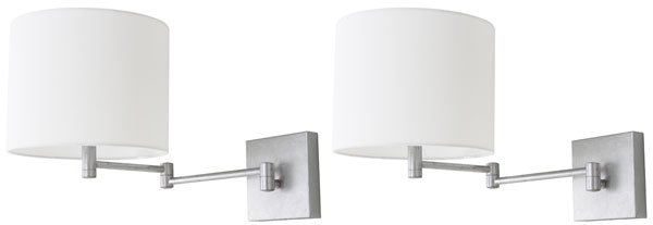 Safavieh - Set of 2 - Lillian Wall Sconce 12" Silver Off White Cotton Iron LIT4408B-SET2 889048118881