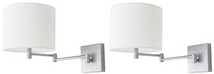 Safavieh - Set of 2 - Lillian Wall Sconce 12" Silver Off White Cotton Iron LIT4408B-SET2 889048118881