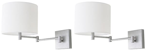 Safavieh - Set of 2 - Lillian Wall Sconce 12" Silver Off White Cotton Iron LIT4408B-SET2 889048118881