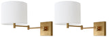 Safavieh - Set of 2 - Lillian Wall Sconce 12" Gold Off White Cotton Iron LIT4408C-SET2 889048118898