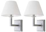 Safavieh - Set of 2 - Pauline Wall Sconce 14.5" Silver Off White Cotton Iron LIT4409B-SET2 889048118911