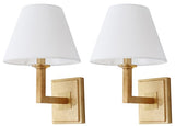 Safavieh - Set of 2 - Pauline Wall Sconce 14.5" Gold Off White Cotton Iron LIT4409C-SET2 889048118928