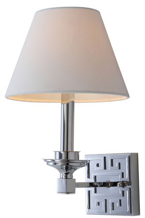 Safavieh - Set of 2 - Elvira Wall Sconce Greek Key 15" Chrome Off White Cotton Iron LIT4410A-SET2 889048118935