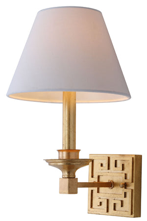 Safavieh - Set of 2 - Elvira Wall Sconce Greek Key 15" Gold Off White Cotton Iron LIT4410C-SET2 889048118959