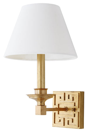 Safavieh - Set of 2 - Elvira Wall Sconce Greek Key 15" Gold Off White Cotton Iron LIT4410C-SET2 889048118959