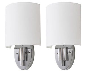 Safavieh - Set of 2 - Darlene Wall Sconce 14.75" Chrome Off White Cotton Iron LIT4411A-SET2 889048118966
