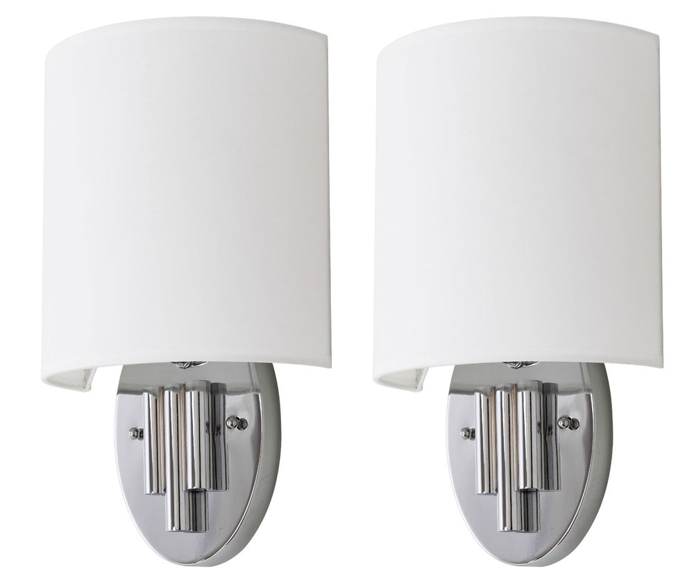 Safavieh - Set of 2 - Darlene Wall Sconce 14.75" Chrome Off White Cotton Iron LIT4411A-SET2 889048118966
