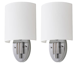 Safavieh - Set of 2 - Darlene Wall Sconce 14.75" Chrome Off White Cotton Iron LIT4411A-SET2 889048118966