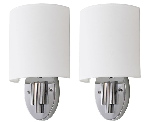 Safavieh - Set of 2 - Darlene Wall Sconce 14.75" Chrome Off White Cotton Iron LIT4411A-SET2 889048118966
