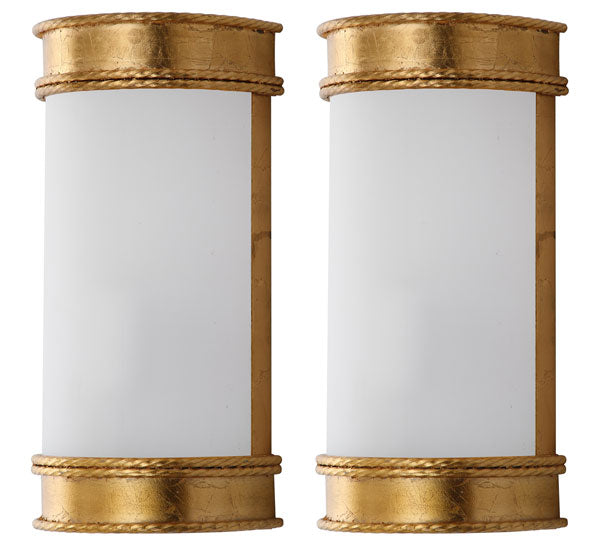 Safavieh - Set of 2 - Florence Wall Sconce 12" Gold White Acrylic Iron LIT4412C-SET2 889048119017