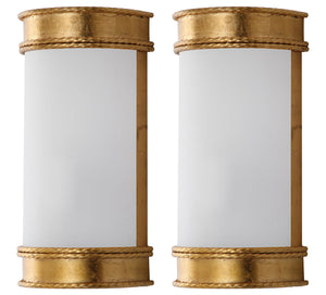 Safavieh - Set of 2 - Florence Wall Sconce 12" Gold White Acrylic Iron LIT4412C-SET2 889048119017
