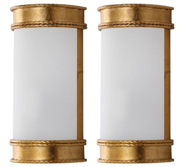 Safavieh - Set of 2 - Florence Wall Sconce 12" Gold White Acrylic Iron LIT4412C-SET2 889048119017