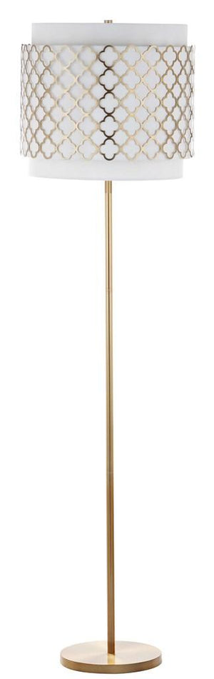 Safavieh Priscilla Floor Lamp 61.5" Gold Off White Cotton Metal LIT4415A 889048117839