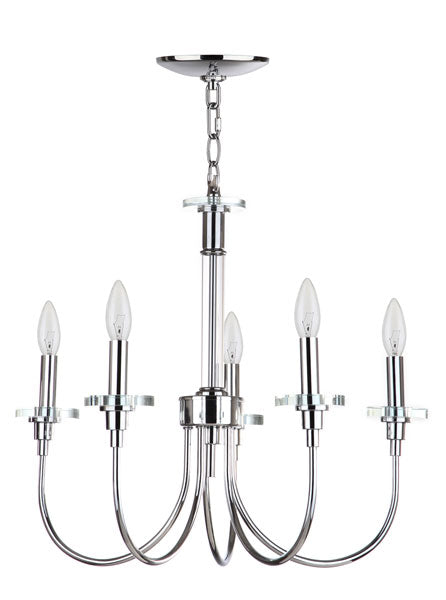 Safavieh Sharon Chandelier Adjustable 5 Light 21" Chrome Clear Iron Crystal LIT4425A 889048145016