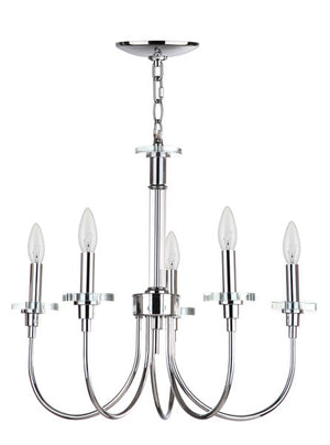 Safavieh Sharon Chandelier Adjustable 5 Light 21" Chrome Clear Iron Crystal LIT4425A 889048145016