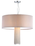 Safavieh Schroom Pendant Adjustable 3 Light 24" Chrome Cream Satin Polyester Iron Fabric Acylic LIT4431A 889048145078