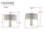 Safavieh Schroom Pendant Adjustable 3 Light 24" Chrome Cream Satin Polyester Iron Fabric Acylic LIT4431A 889048145078