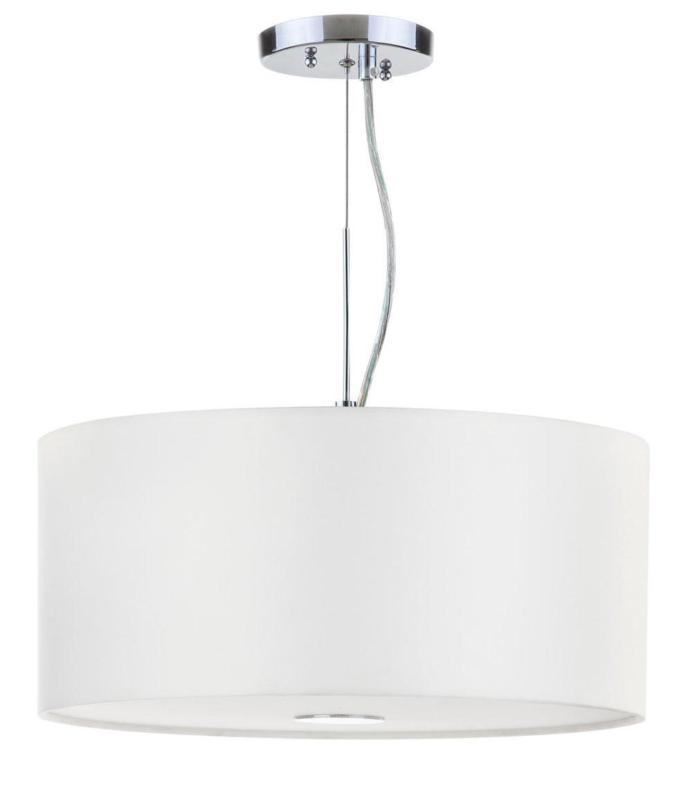 Safavieh Molly Pendant Adjustable 3 Light 16" Chrome Cream Satin Polyester Iron Fabric Acylic LIT4432A 889048145085