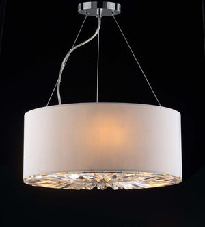 Safavieh Molly Pendant Adjustable 3 Light 16" Chrome Cream Satin Polyester Iron Fabric Acylic LIT4432A 889048145085